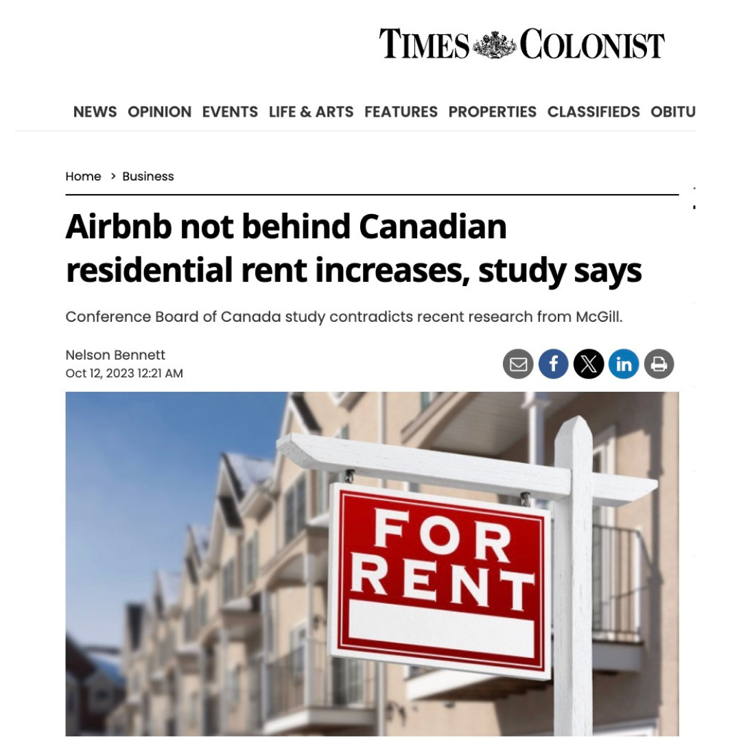 Airbnb Not Behind Canadian Residential Rent Increases, Study Says